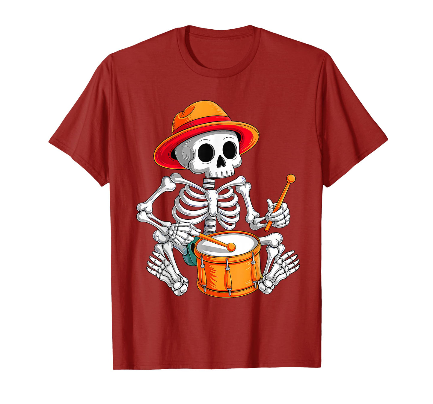 Skeleton Playing Drum Halloween Costume for Men Boys Kid T-Shirt