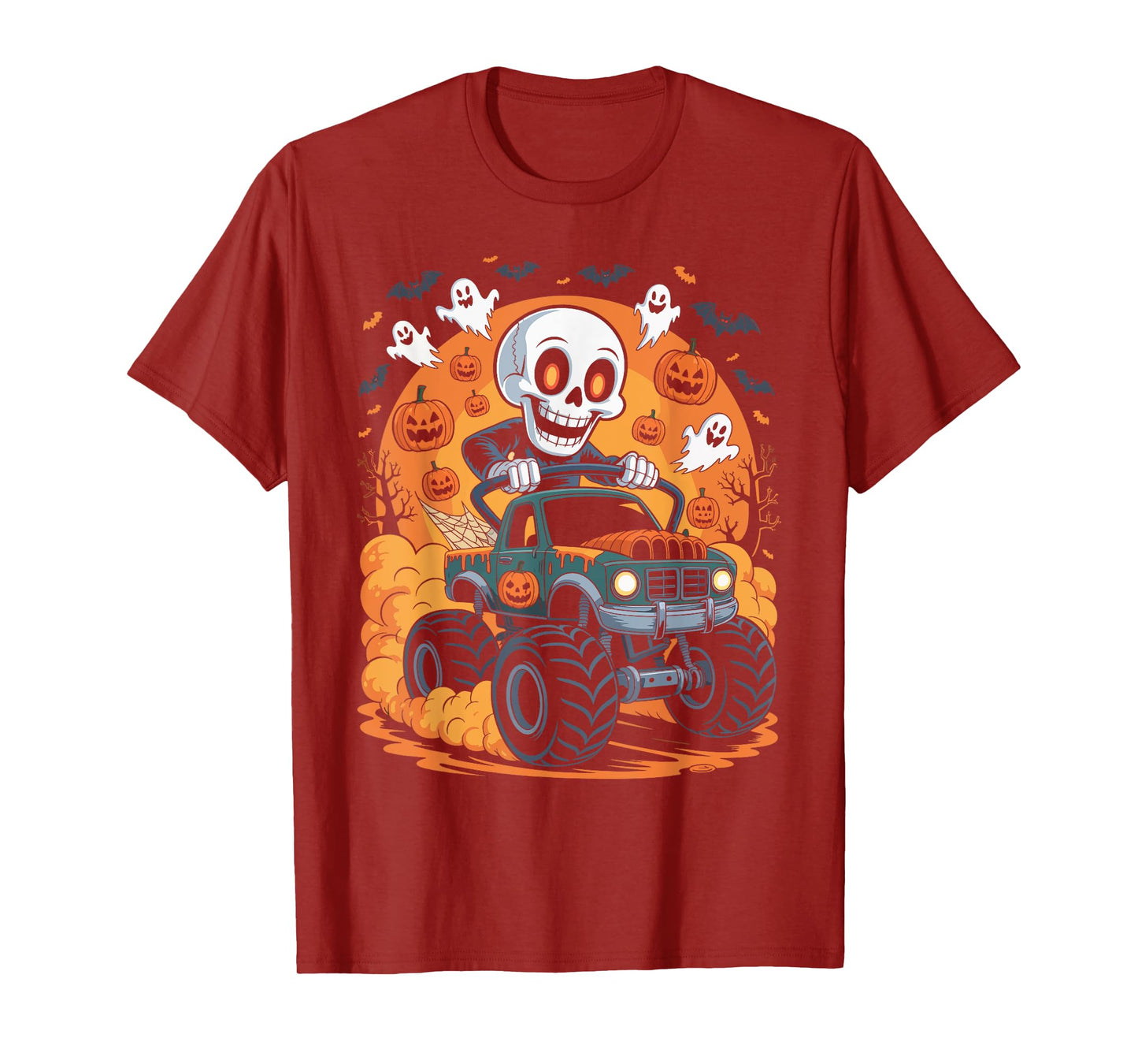 Halloween Skeleton Monster Truck Spooky Ride T-Shirt
