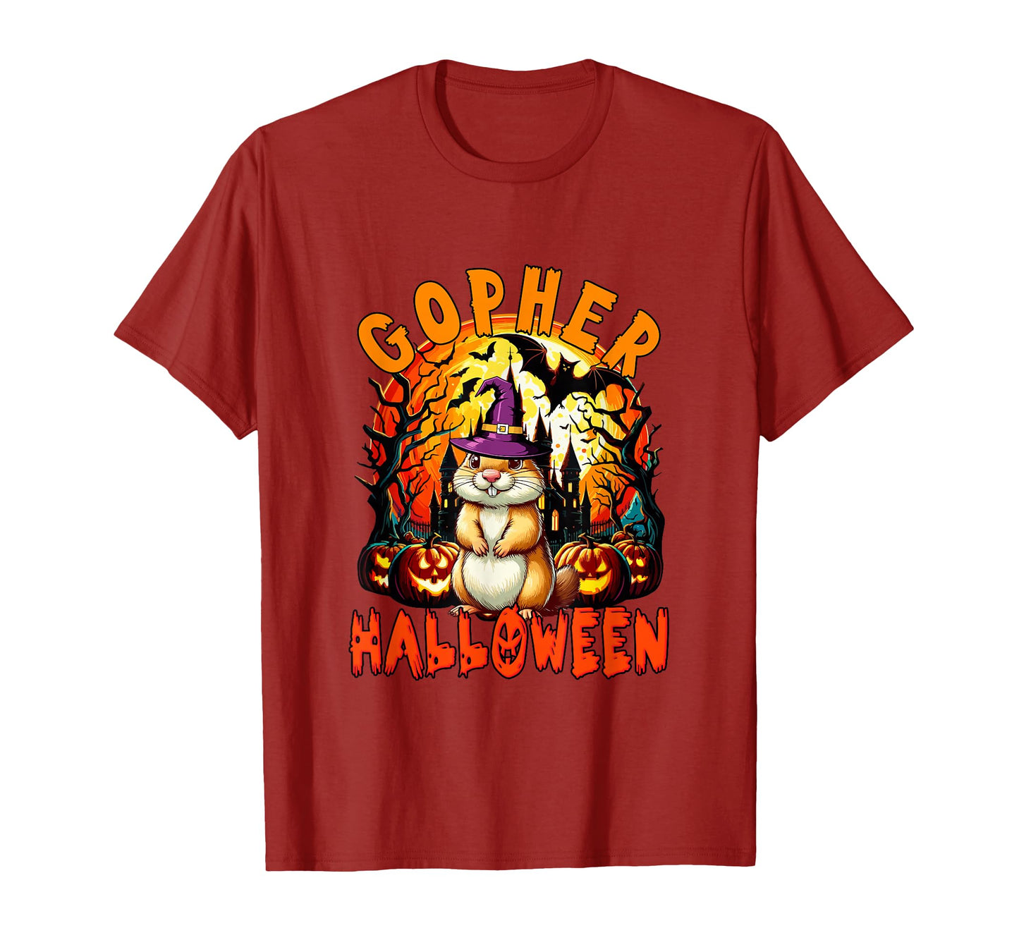 Gopher Halloween Cosplay Witch Horror Carved Pumpkins T-Shirt
