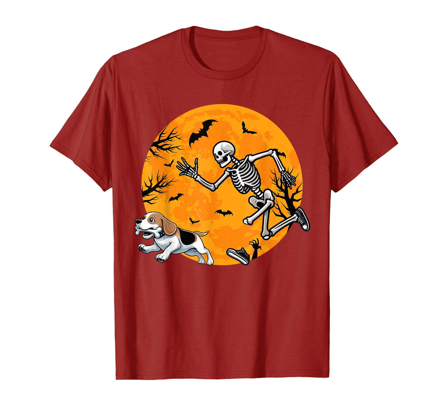 Halloween Dog Skeleton Chasing Dog Halloween Beagle T-Shirt