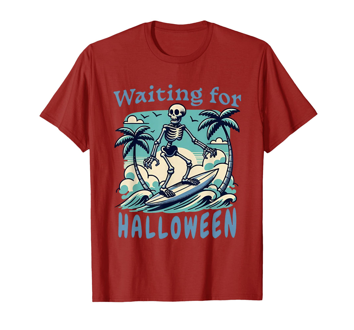 Skeleton Surfing Waiting for Halloween T-Shirt