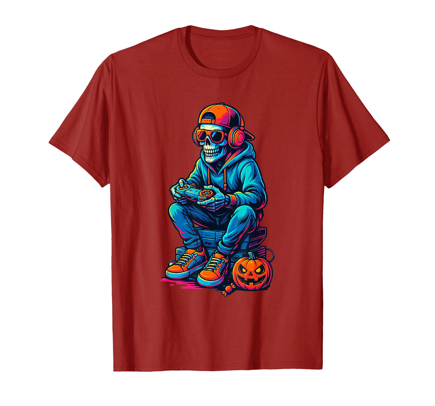 Halloween Skeleton Gamer Funny Video Game for Boys Kids T-Shirt