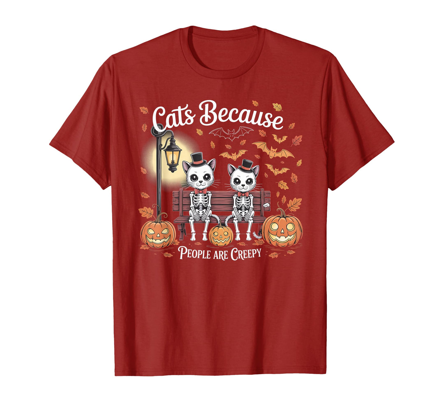Cats Because People are Creepy Ghost Halloween Cat Mom Kids T-Shirt