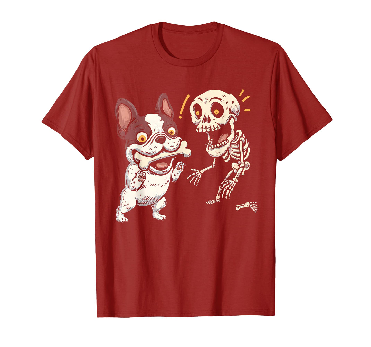 Funny Skeleton Chasing French Bulldog T-Shirt
