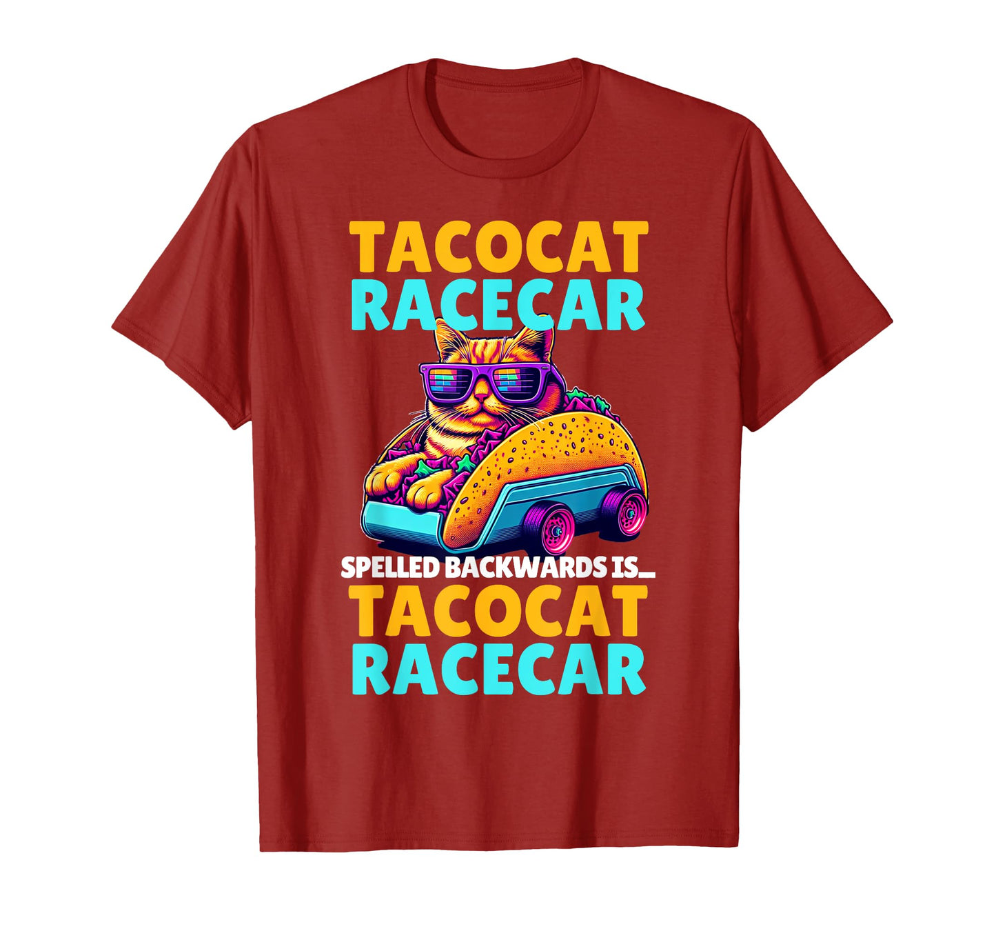 Tacocat Racecar Spelled Backwards is Taco Cat Funny Mexican T-Shirt