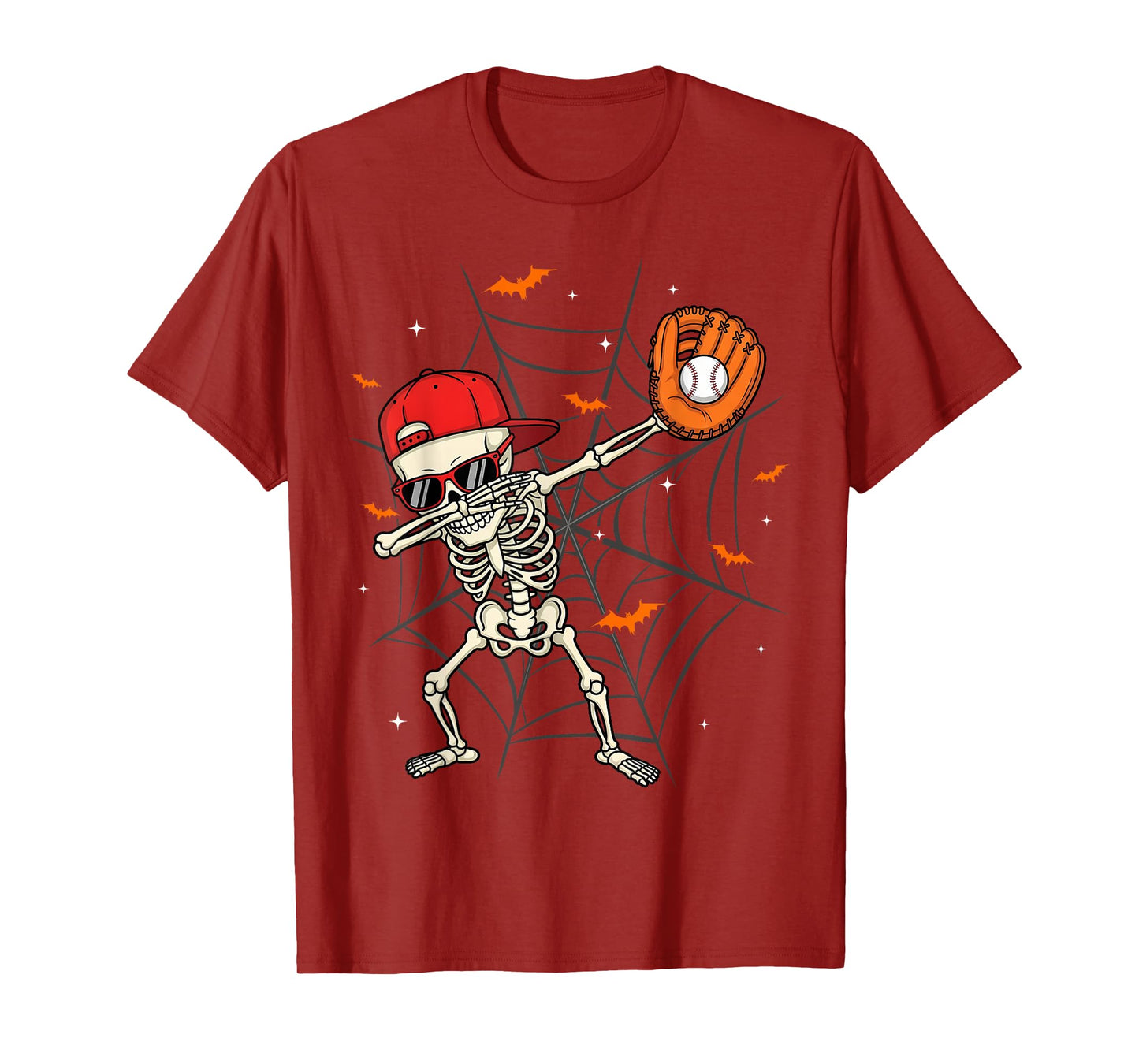 Vintage Fun Dabbing Skeleton Baseball Player Halloween Dab T-Shirt