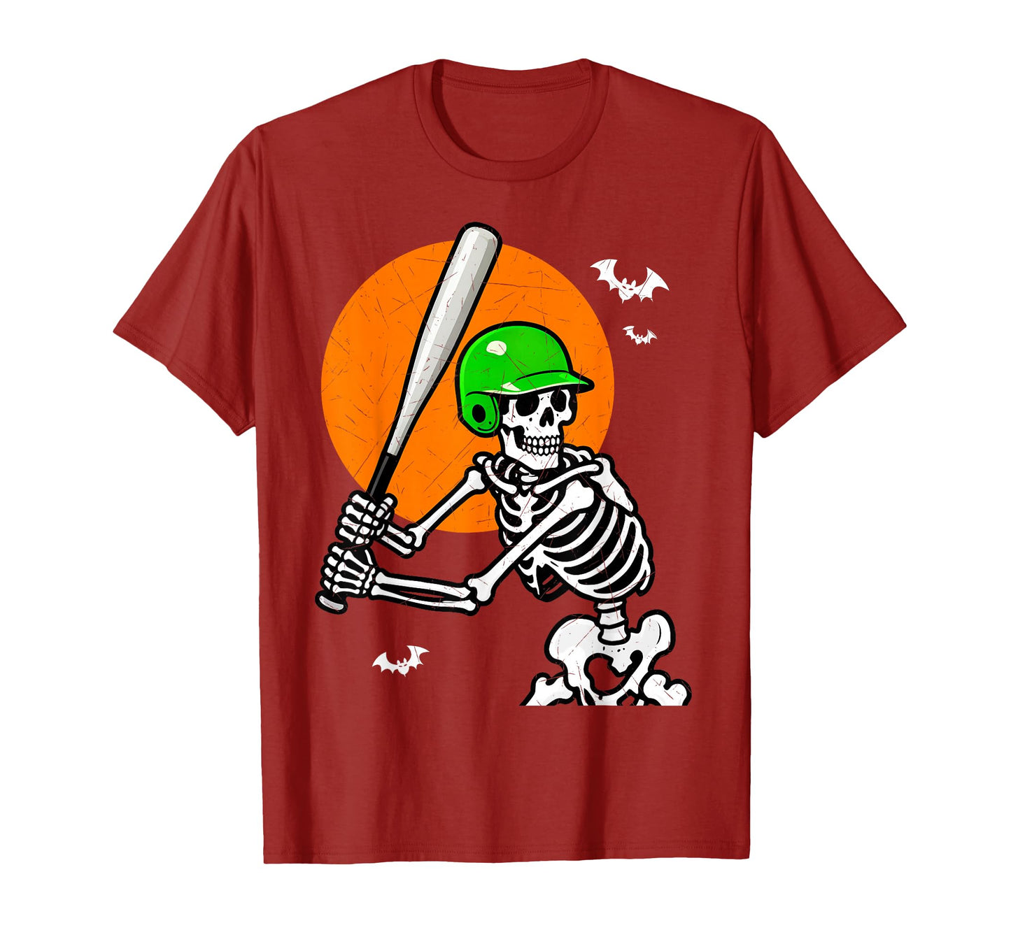 Skeleton Baseball Player Halloween Batter Spooky Season Fall T-Shirt