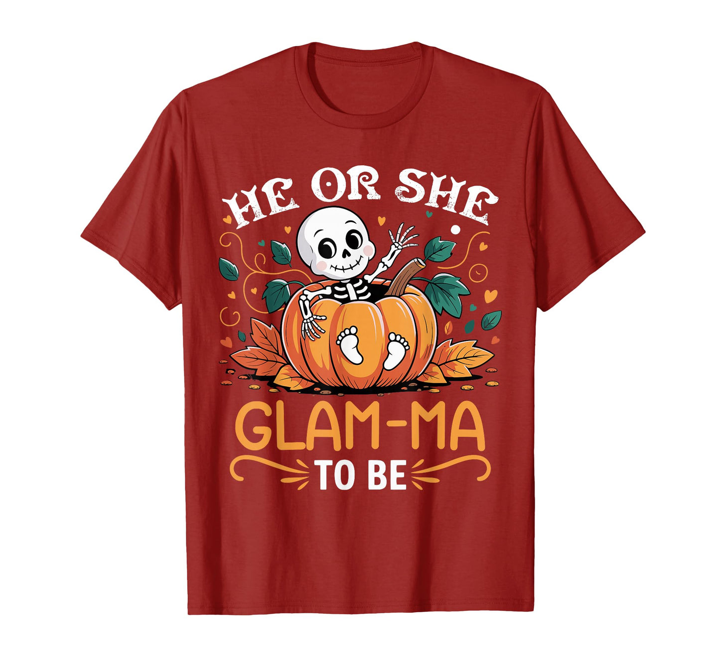 He Or She Glam ma to Be Halloween Skeleton Baby Reveal T-Shirt