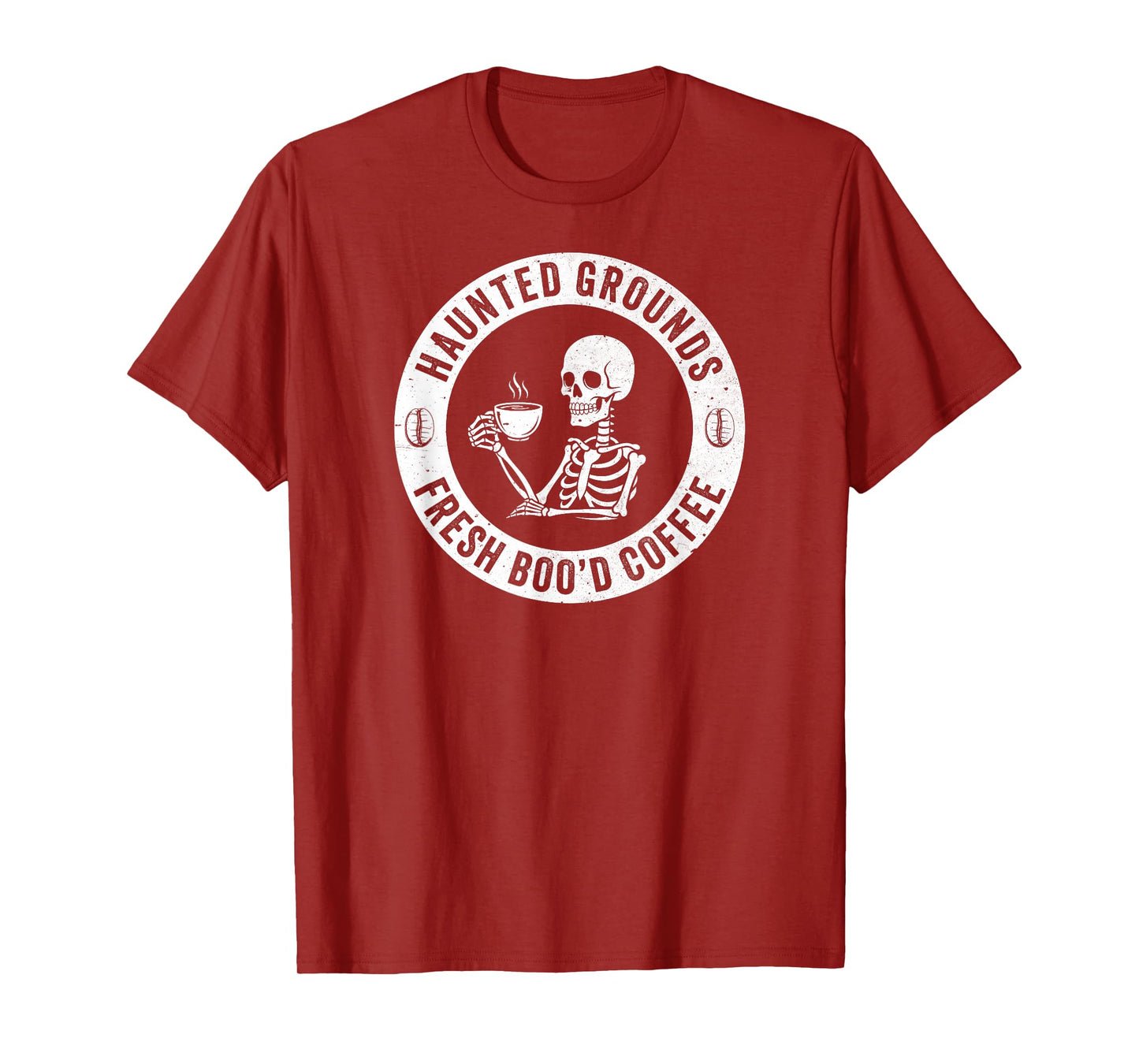 Haunted Grounds Fresh BOO'D Coffee Shop Halloween Skeleton T-Shirt