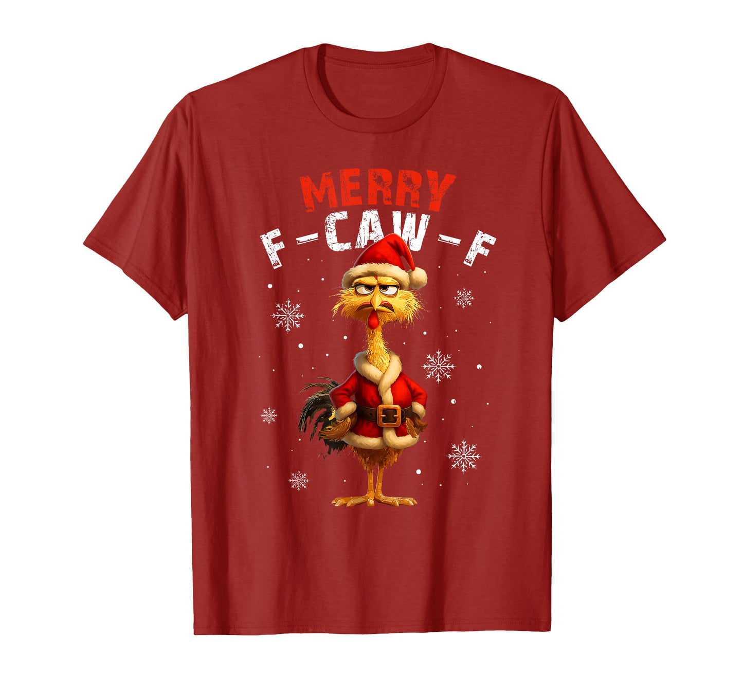 Merry F-Caw-F Christmas Chicken Xmas Lights Rooster Holiday T-Shirt