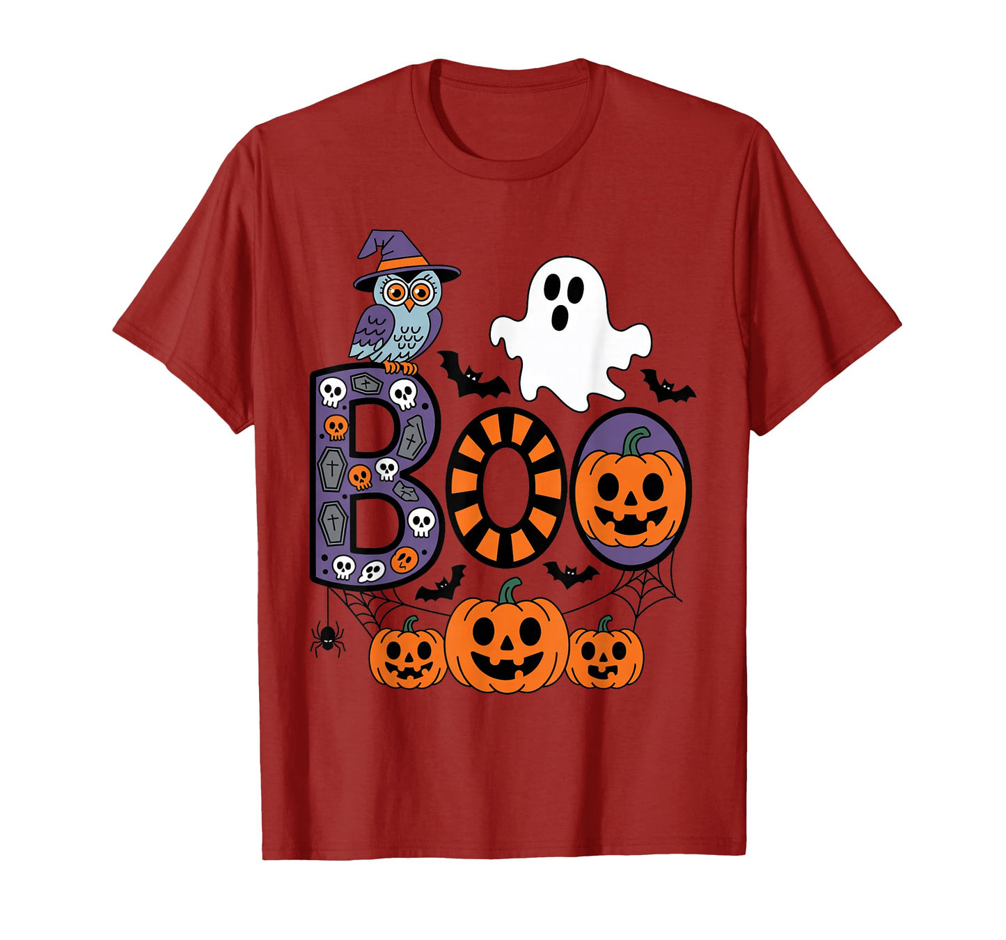 Happy Halloween Boo Costume with Witch Owl Ghost Pumpkins T-Shirt