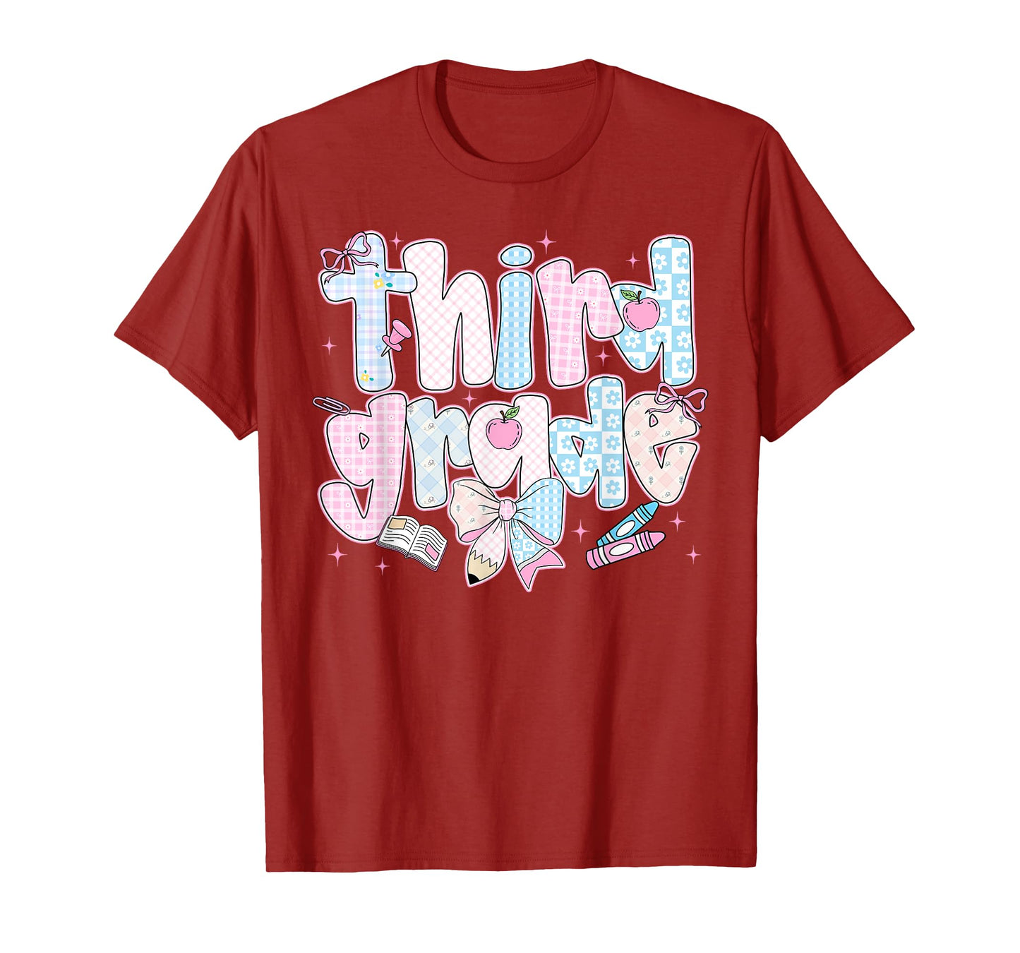 Back To School Third Grade Coquette Pencil Bow First Day T-Shirt