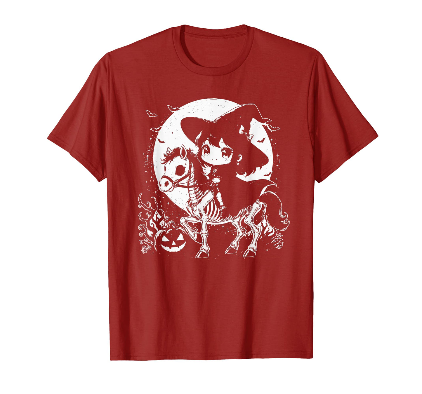 Halloween Witch Riding Horse Skeleton Ghost T-Shirt