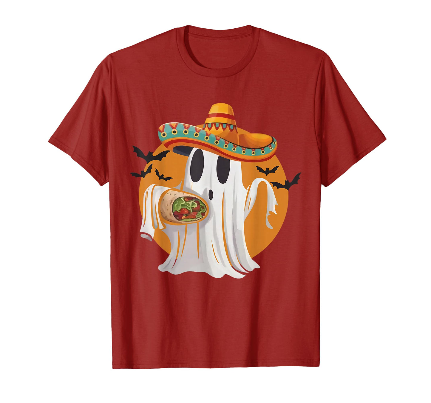 Funny Ghost Sombrero Spooky Burrito Lover Mexican Halloween T-Shirt