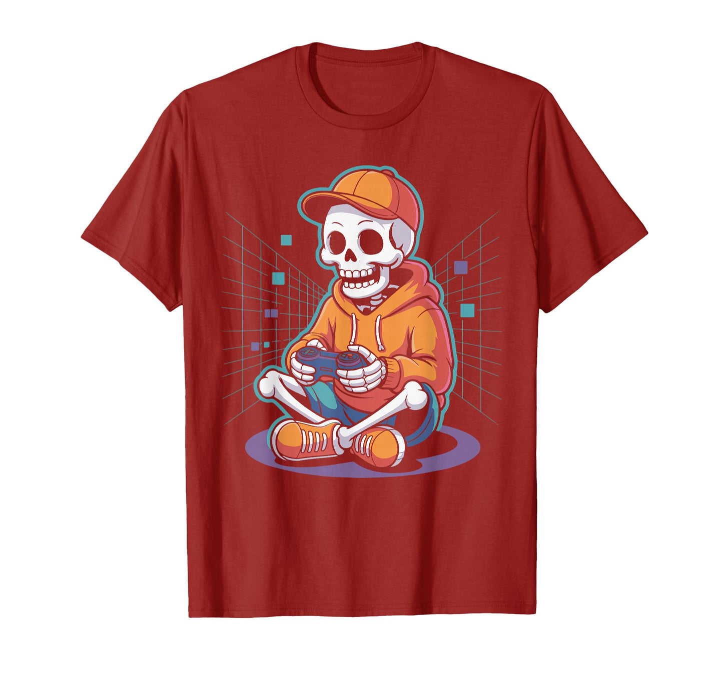 Funny Skeleton Gaming with Controller Halloween for Boys T-Shirt