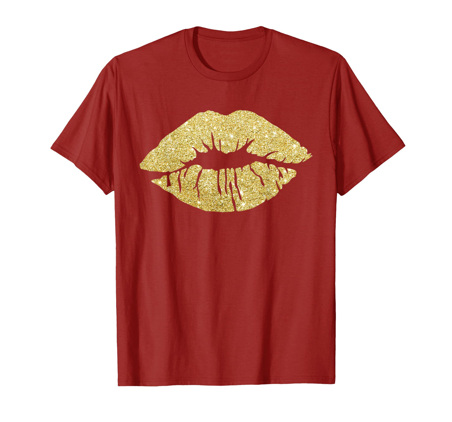 Women's Kiss Lips Gold Lips Gold Lipstick Gold Kiss T-Shirt