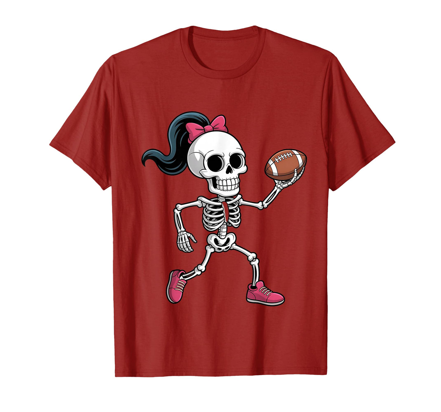 Skeleton Football Halloween Costume Funny Women Girls Kids T-Shirt