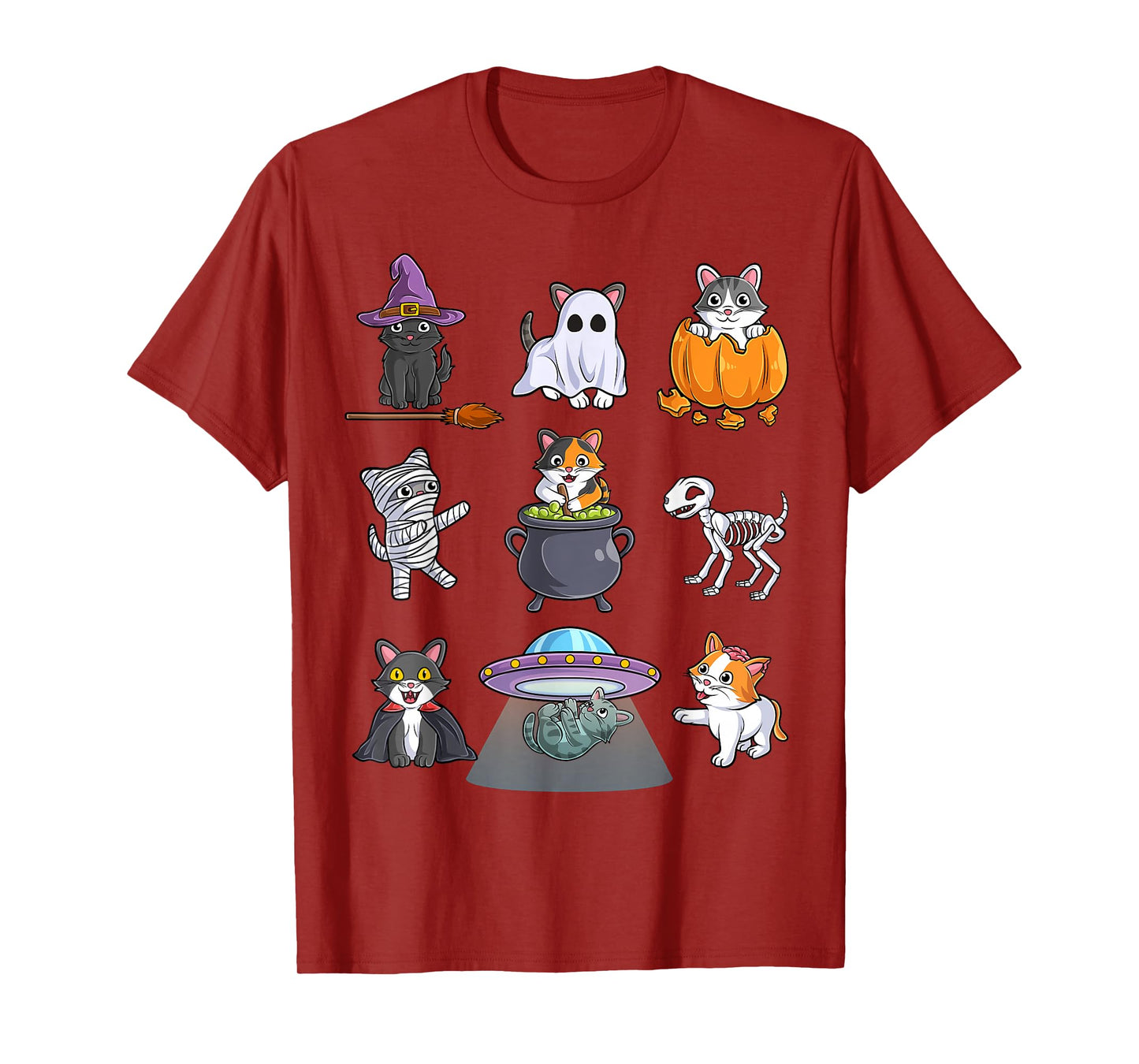 Cats Halloween Spooky Holiday Cat Lover Men Women Kids T-Shirt