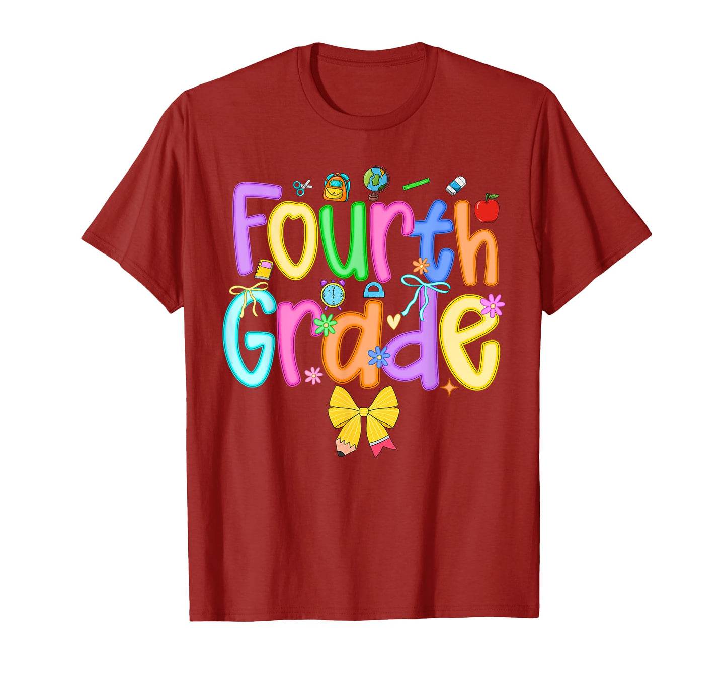 Back To School Fourth Grade Girls Bow 4th Grade Teacher Kids T-Shirt