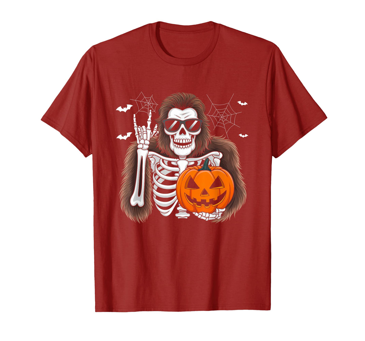 Fun Spooky Bigfoot Jack O Lantern Skeleton Halloween Men T-Shirt