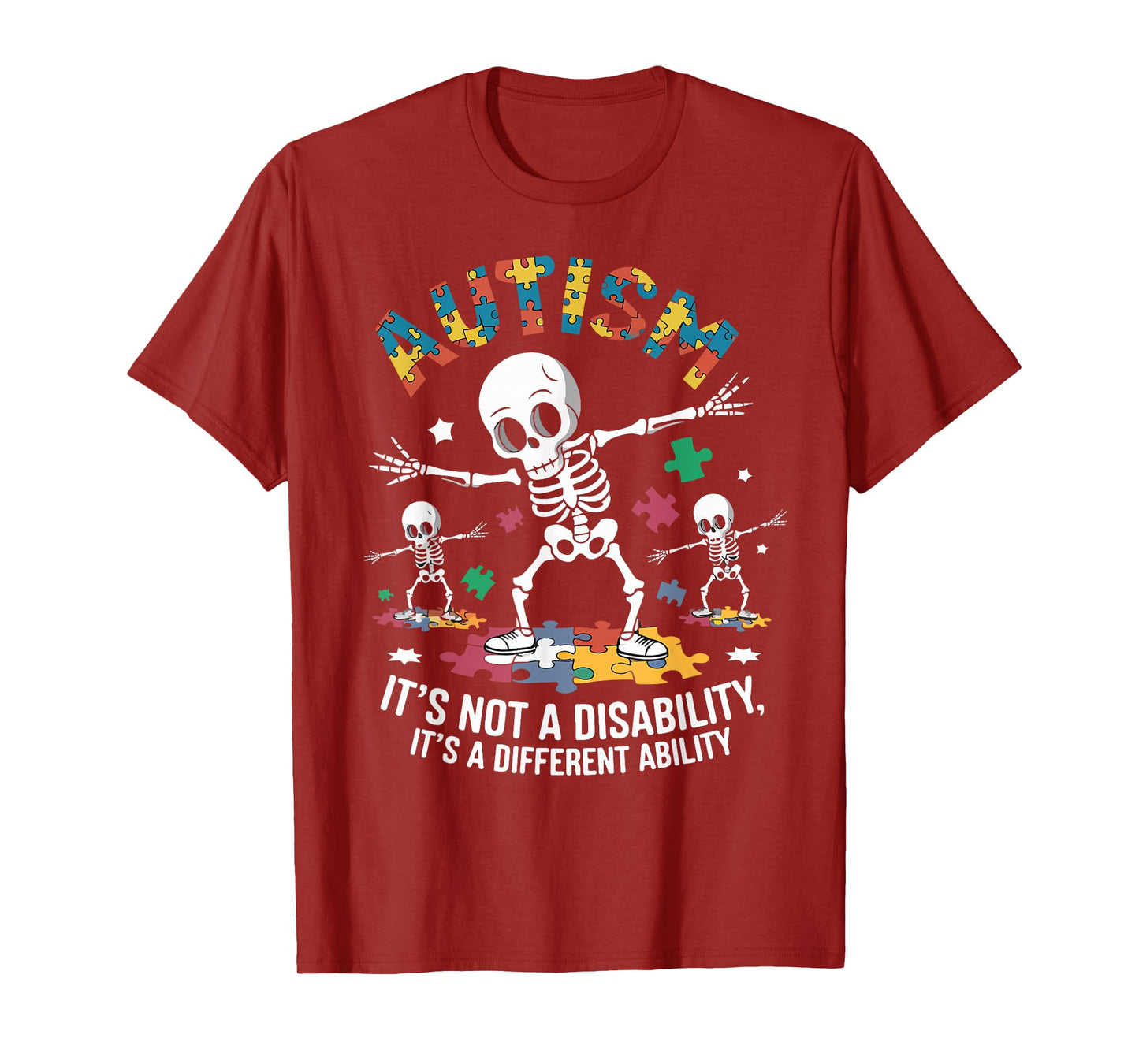 Autism Skeleton Dabbing Autistic Kids Autism Awareness T-Shirt