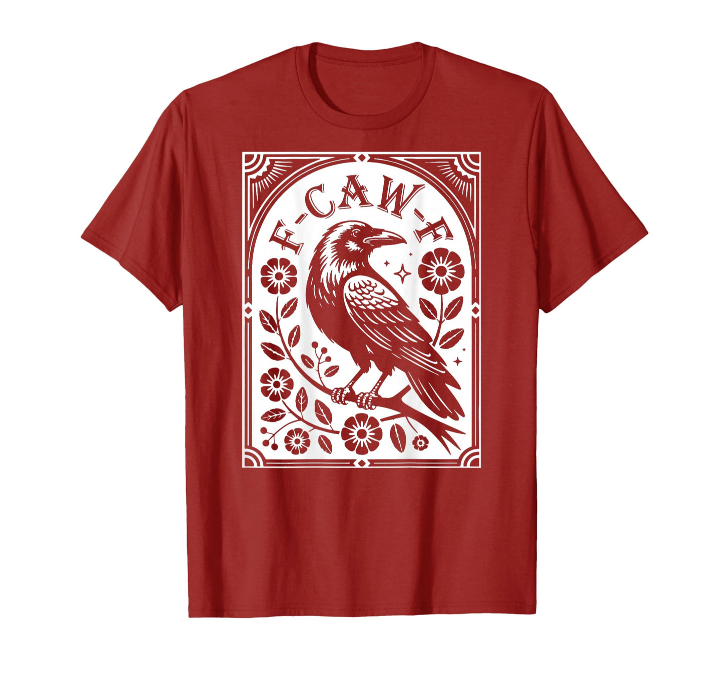 F-Caw-F Raven with Flowers - On Back T-Shirt