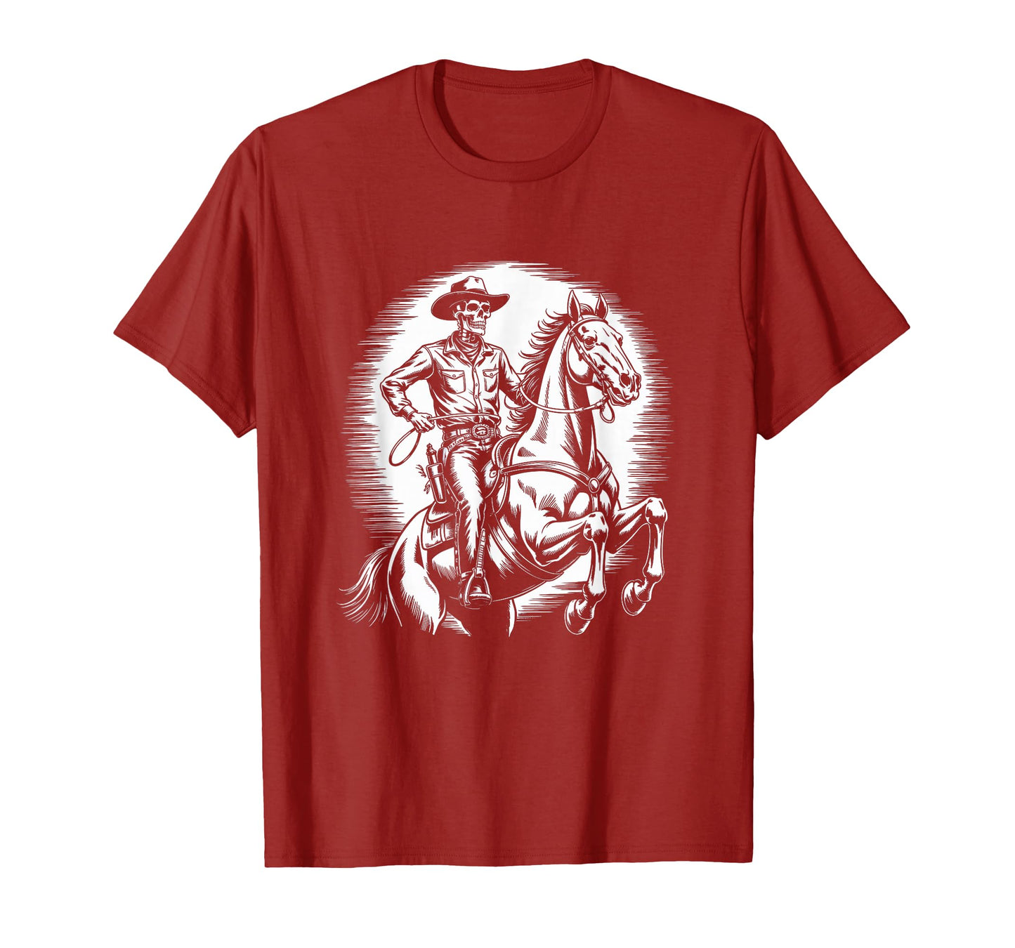 Skeleton Cowboy Horse Western Halloween Costume Men Boy Kids T-Shirt