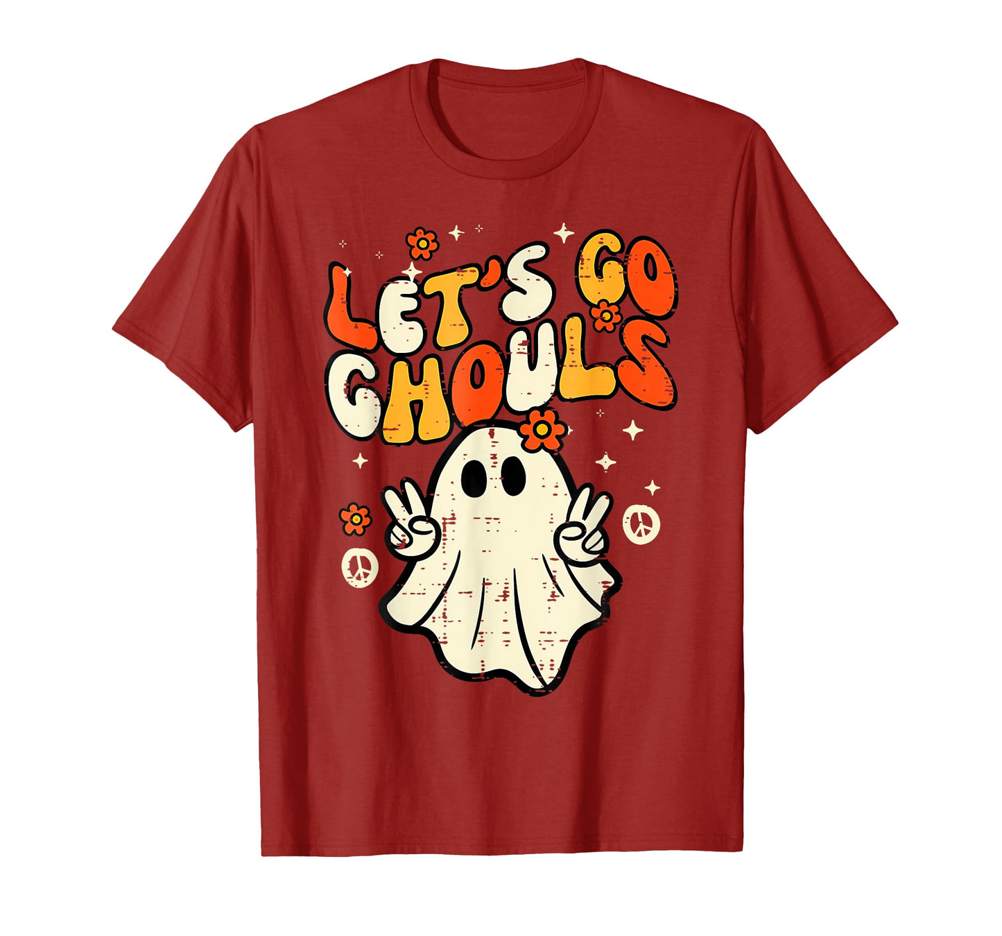 Halloween Lets Go Ghouls Ghost Retro Costume Women Girl Kids T-Shirt