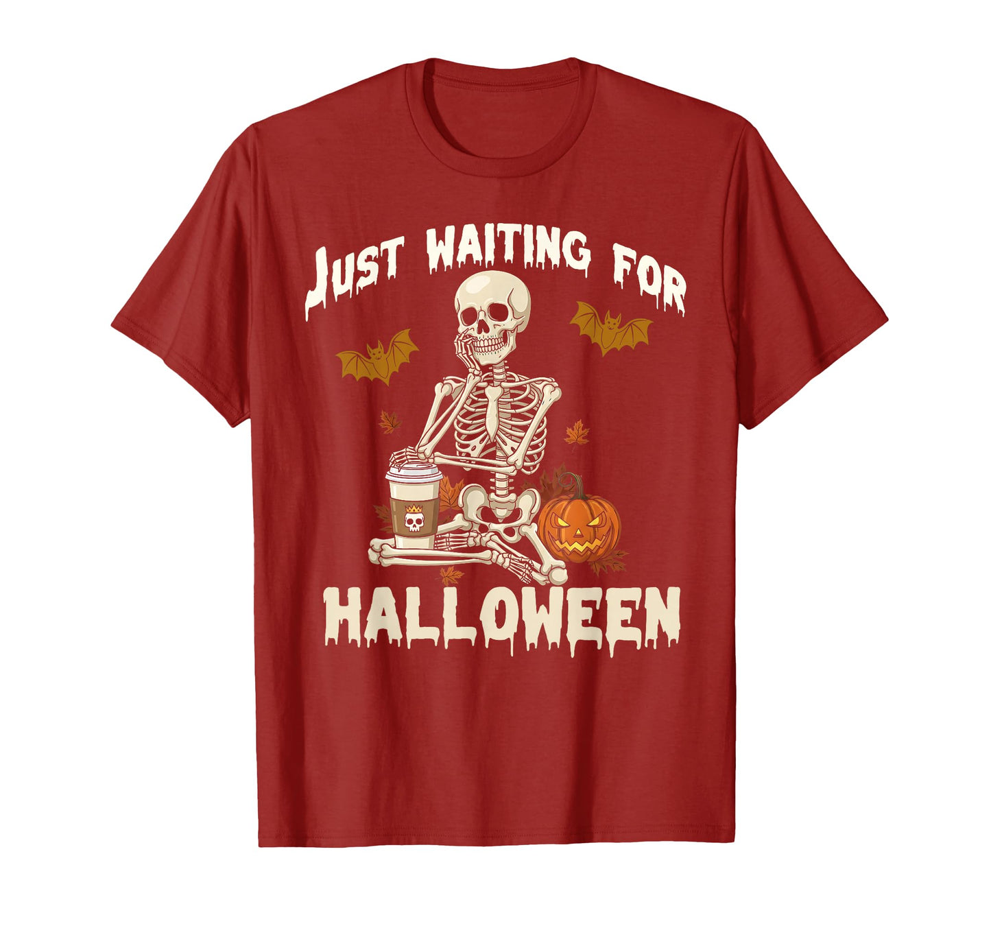 Skeleton Spooky Vibe Summer Funny just Waiting for Halloween T-Shirt