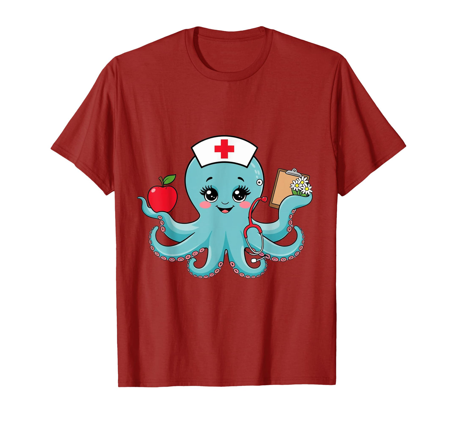 Womens Octopus Nurse Cute Animal Nursing Cartoon Ocean T-Shirt
