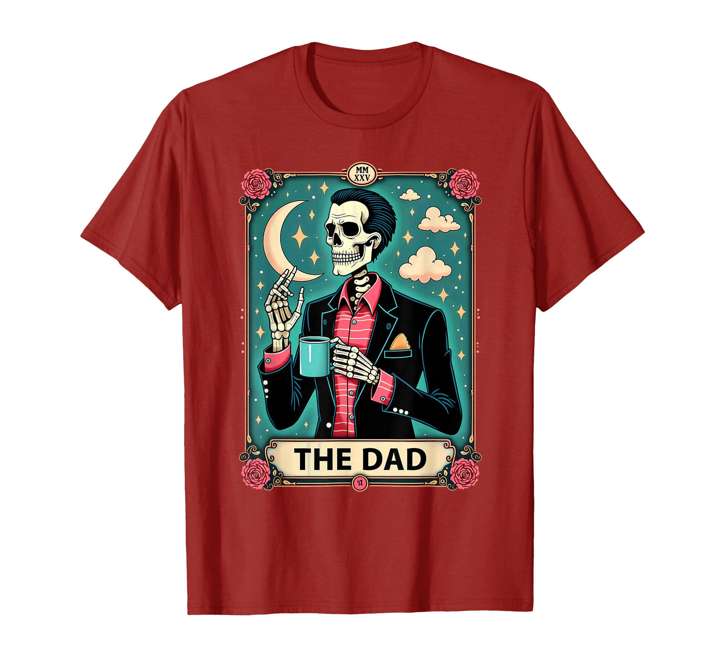 Retro Witch Dad Tarot Card Skeleton Halloween T-Shirt