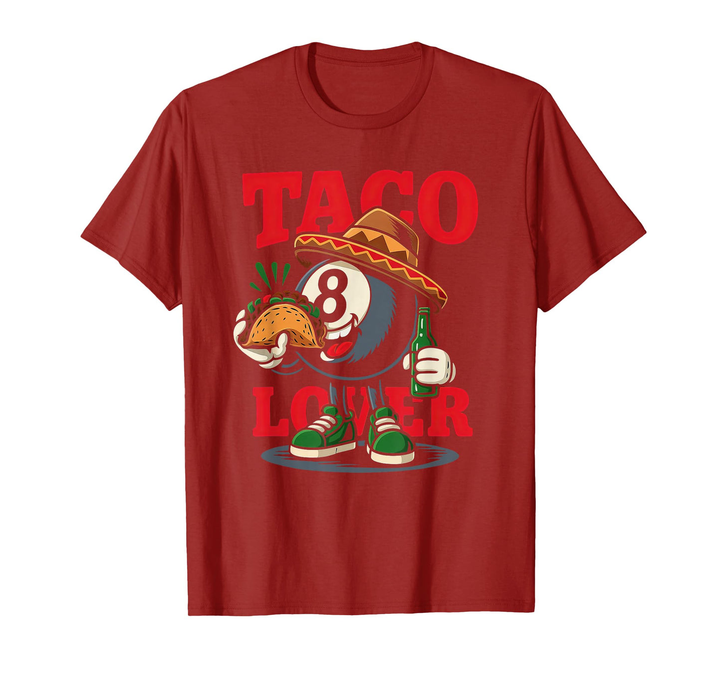 Pool Billards Taco Lover Cartoon T-Shirt