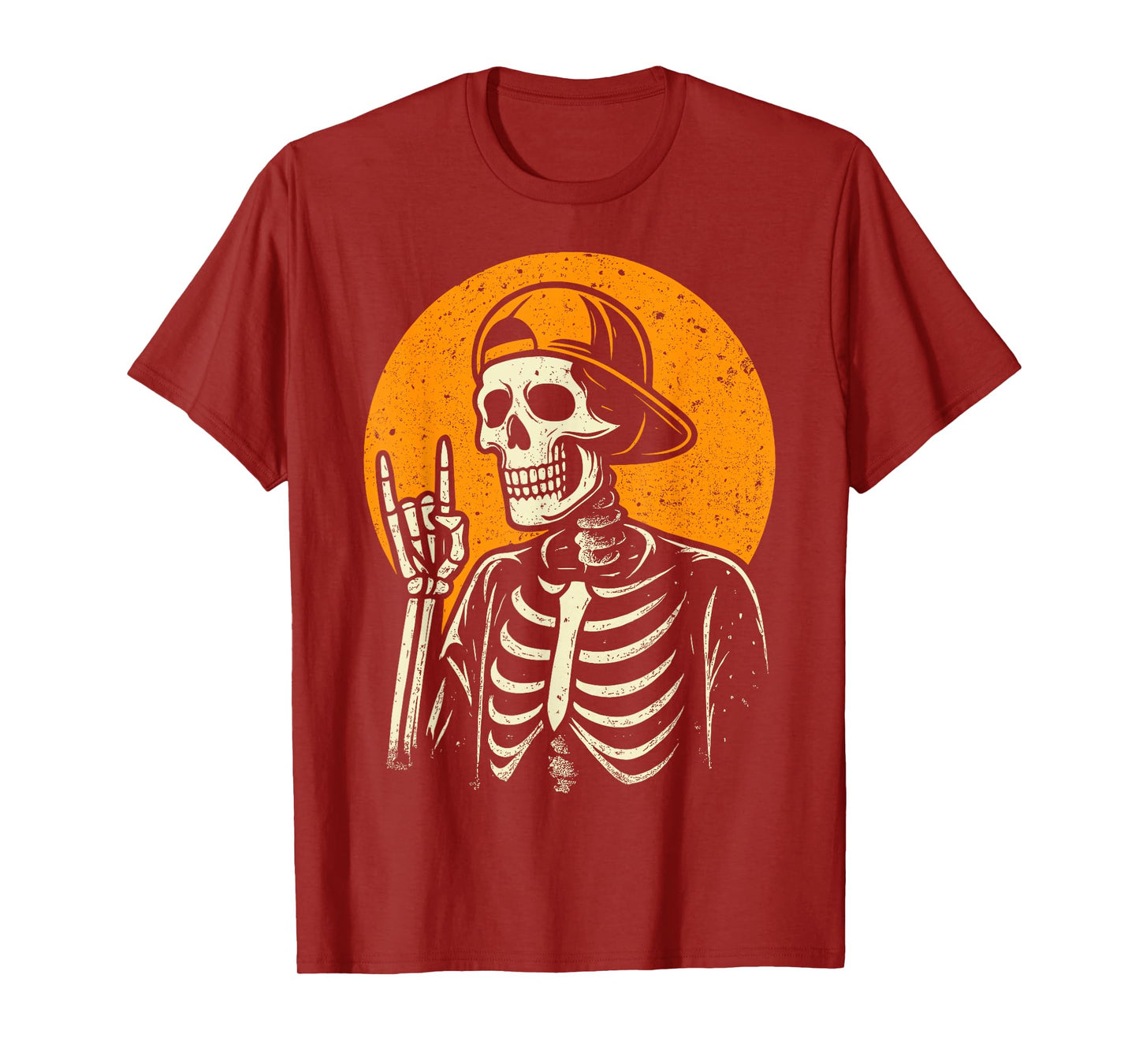 Rocker Skeleton Cap Skater Cool Halloween Punk Rock Men Boys T-Shirt