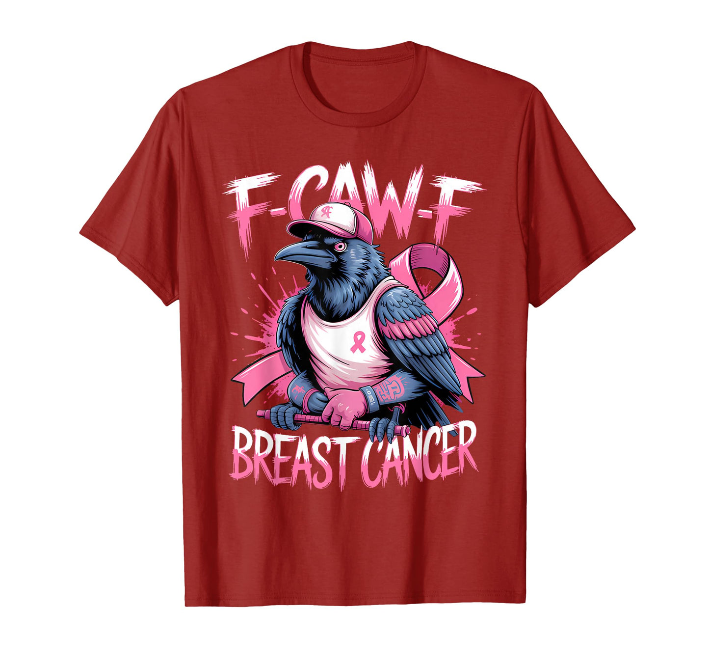 F Caw F Raven Pink Ribbon Breast Cancer Awareness T-Shirt