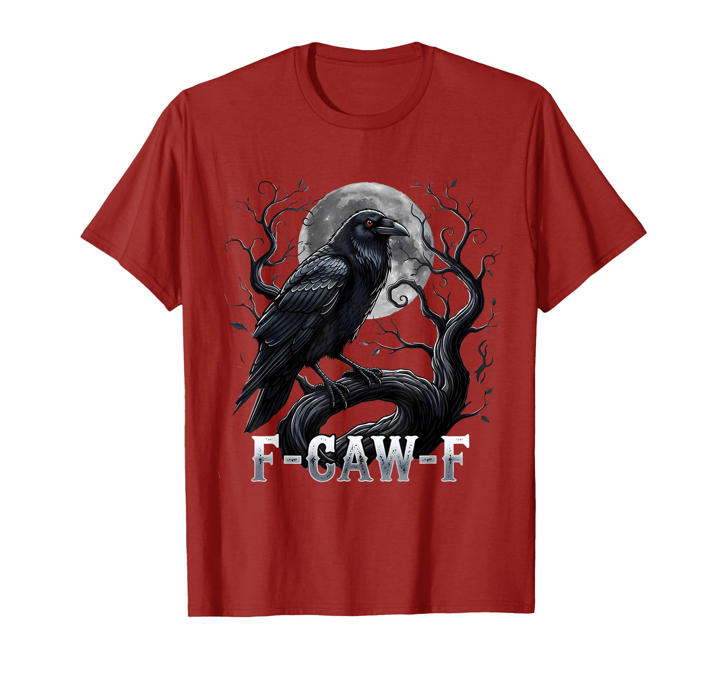F-Caw-F Black Crow Bird Retro Vintage Gothic Moon T-Shirt
