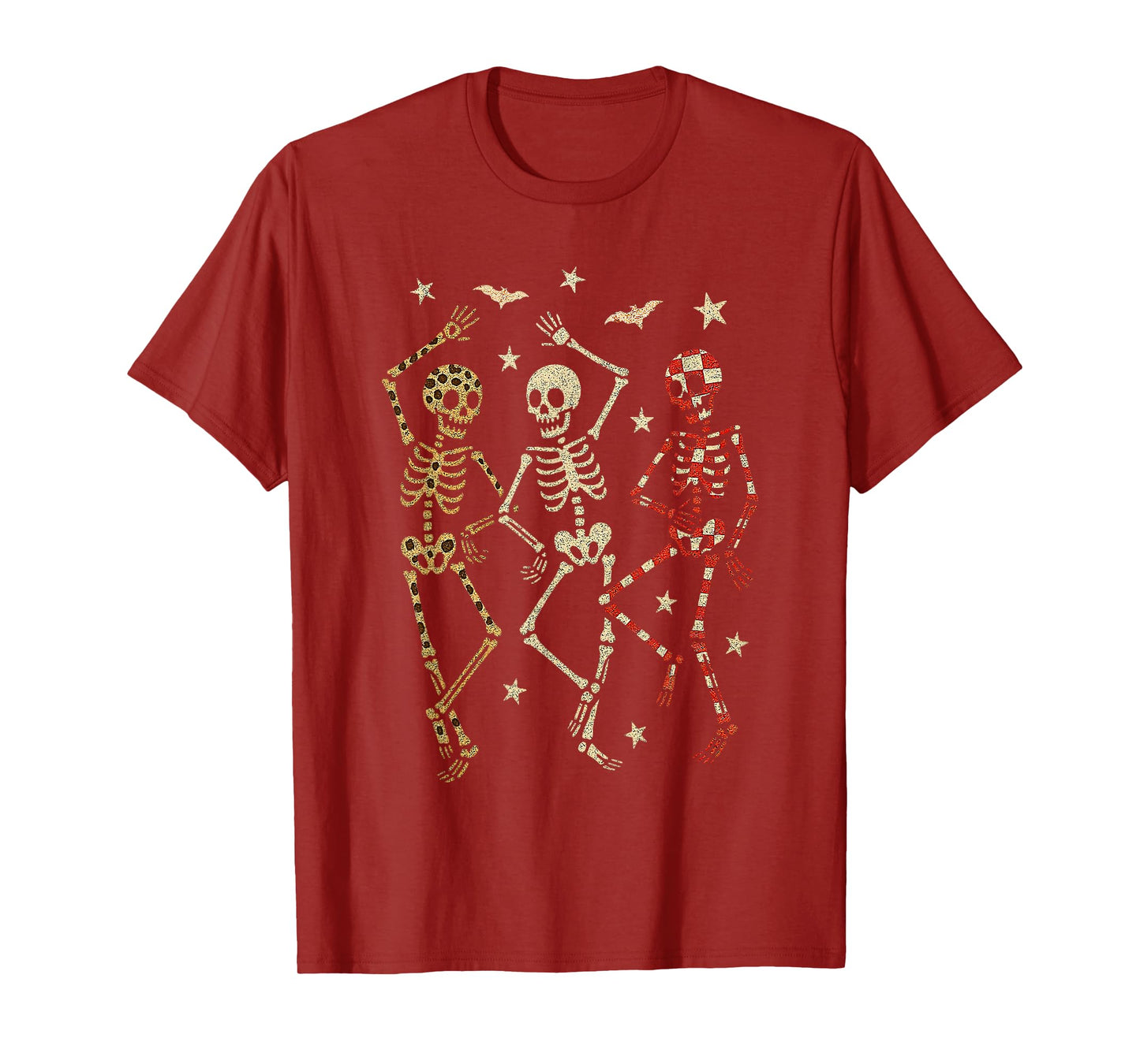 Halloween Dancing Skeletons Cute Leopard Retro Spooky Season T-Shirt
