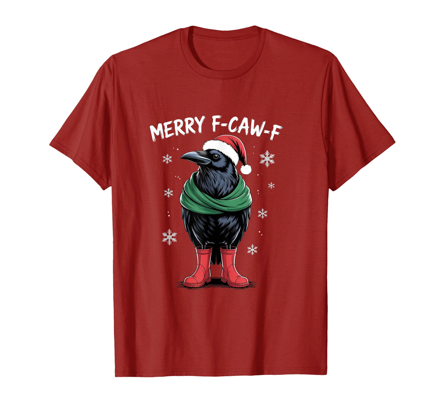 Crow F-CAW-F Black Bird, Gothic Christmas Santa Hat T-Shirt