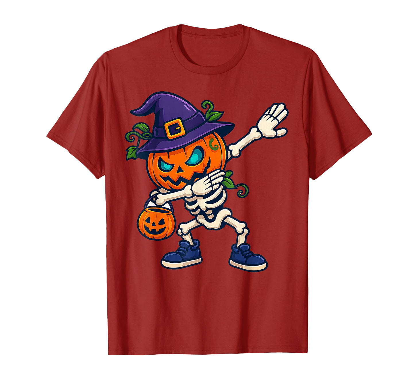 Halloween Boys Dabbing Skeleton Scary Pumpkin Jack O Lantern T-Shirt