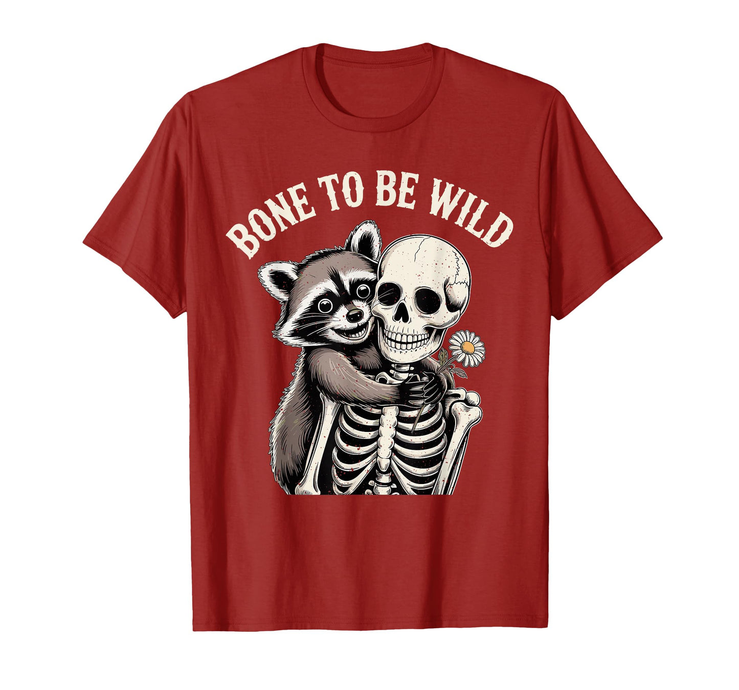 Funny Raccoon Hugging Skeleton Halloween T-Shirt