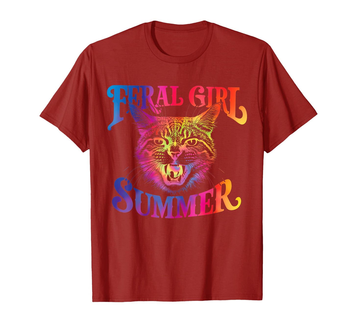 Feral Girl Summer Funny Cat For Summer Vacation T-Shirt
