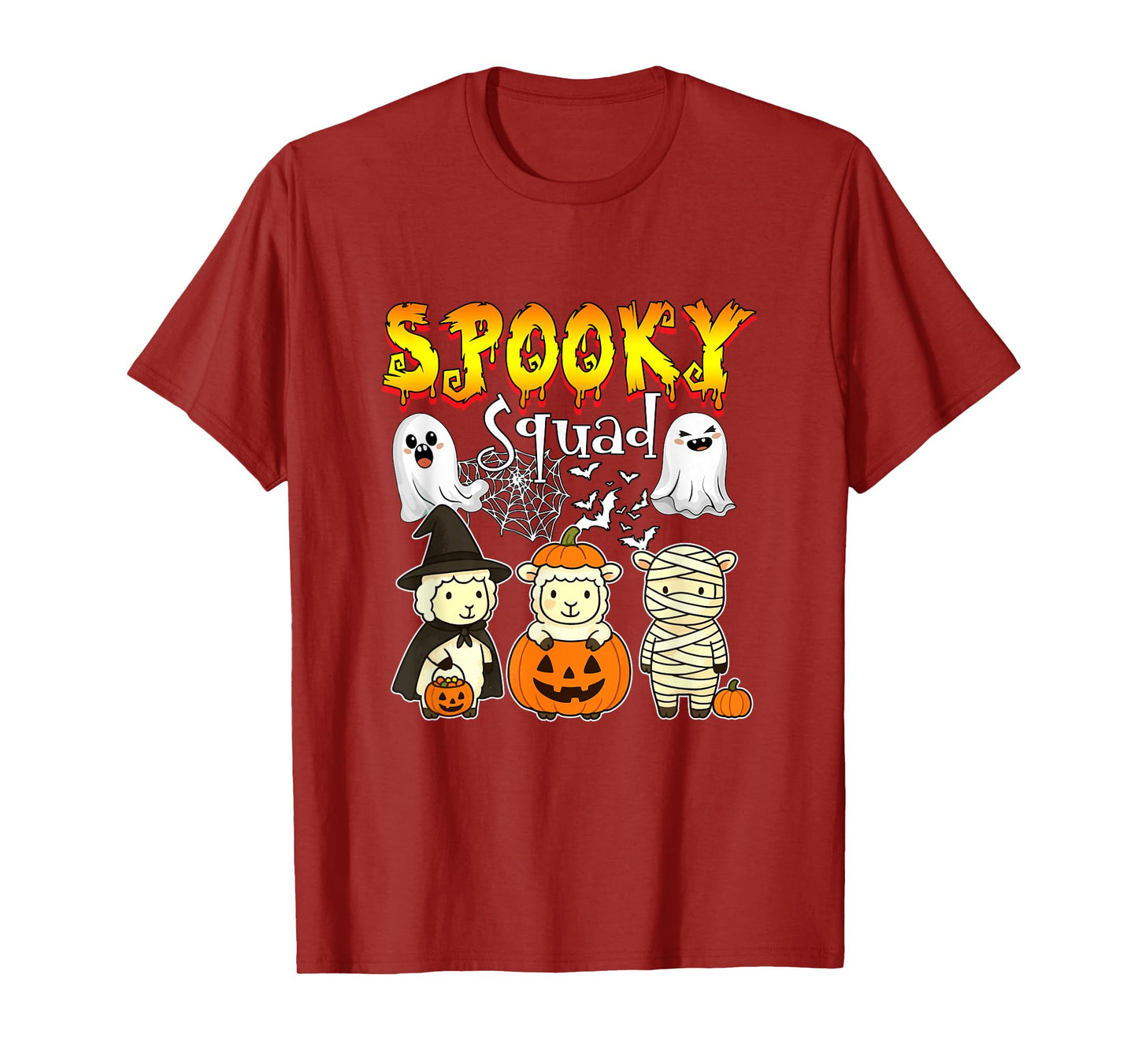 Spooky Halloween Squad Three Cute Sheeps Cosplay Witch T-Shirt