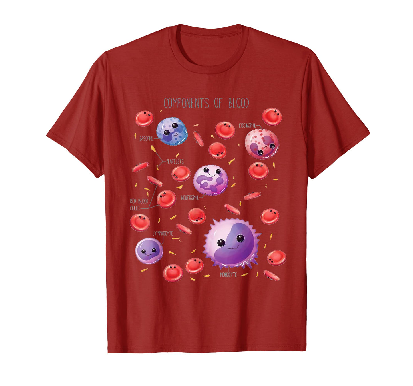 Cute Funny White And Red Blood Cells Components Of Blood T-Shirt