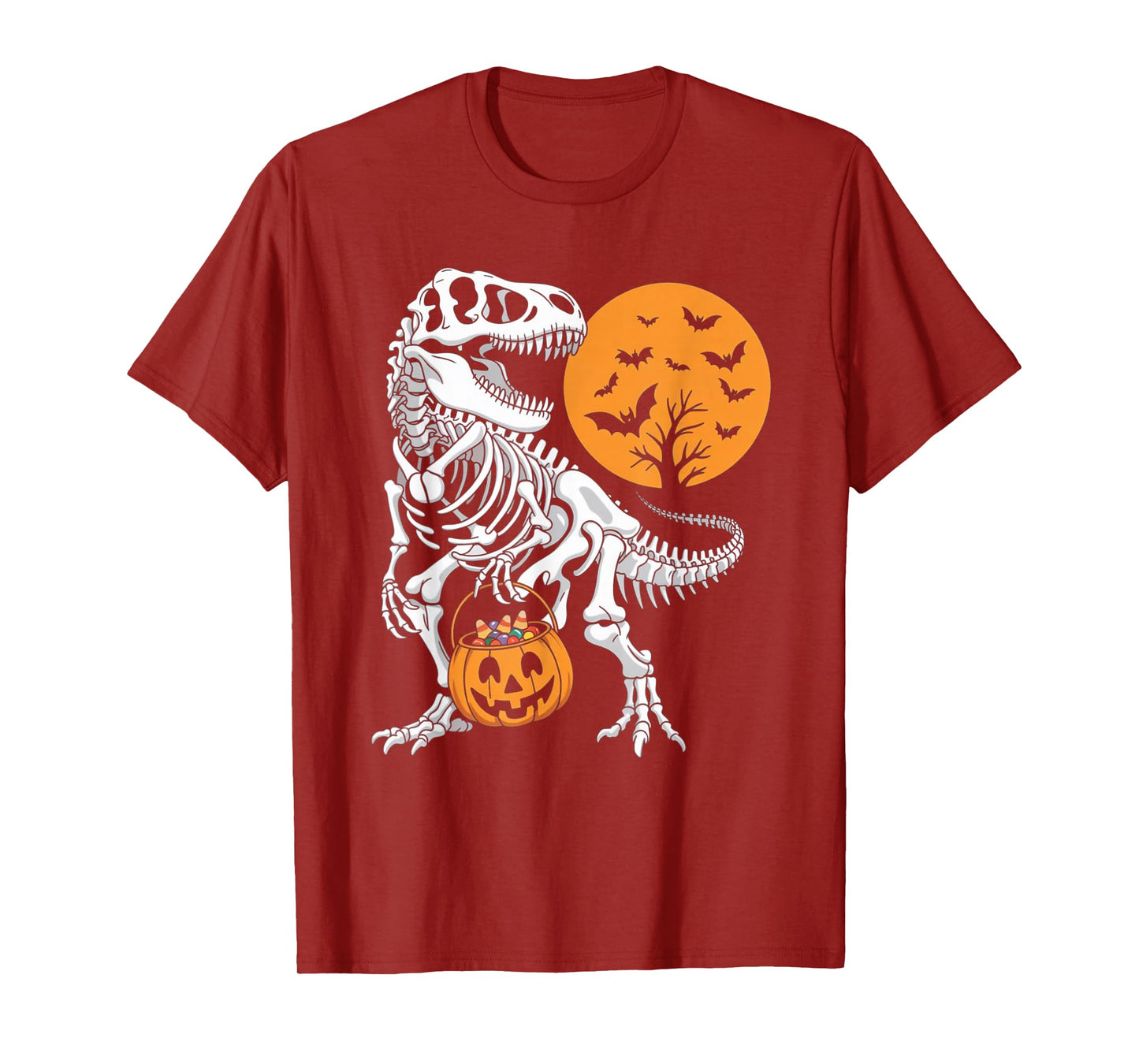 Halloween Boys Dinosaur Skeleton T rex Scary Pumpkin Spooky T-Shirt