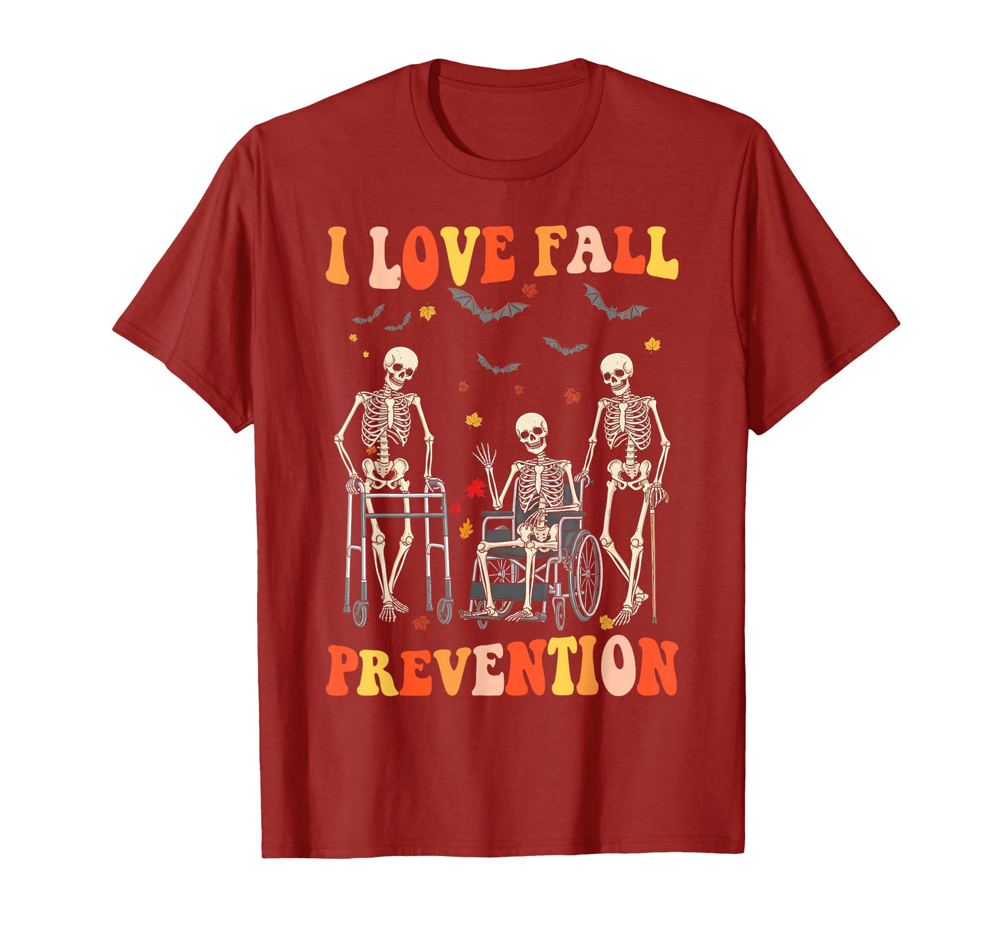 I Love Fall Prevention Physical Therapy Halloween Skeleton T-Shirt