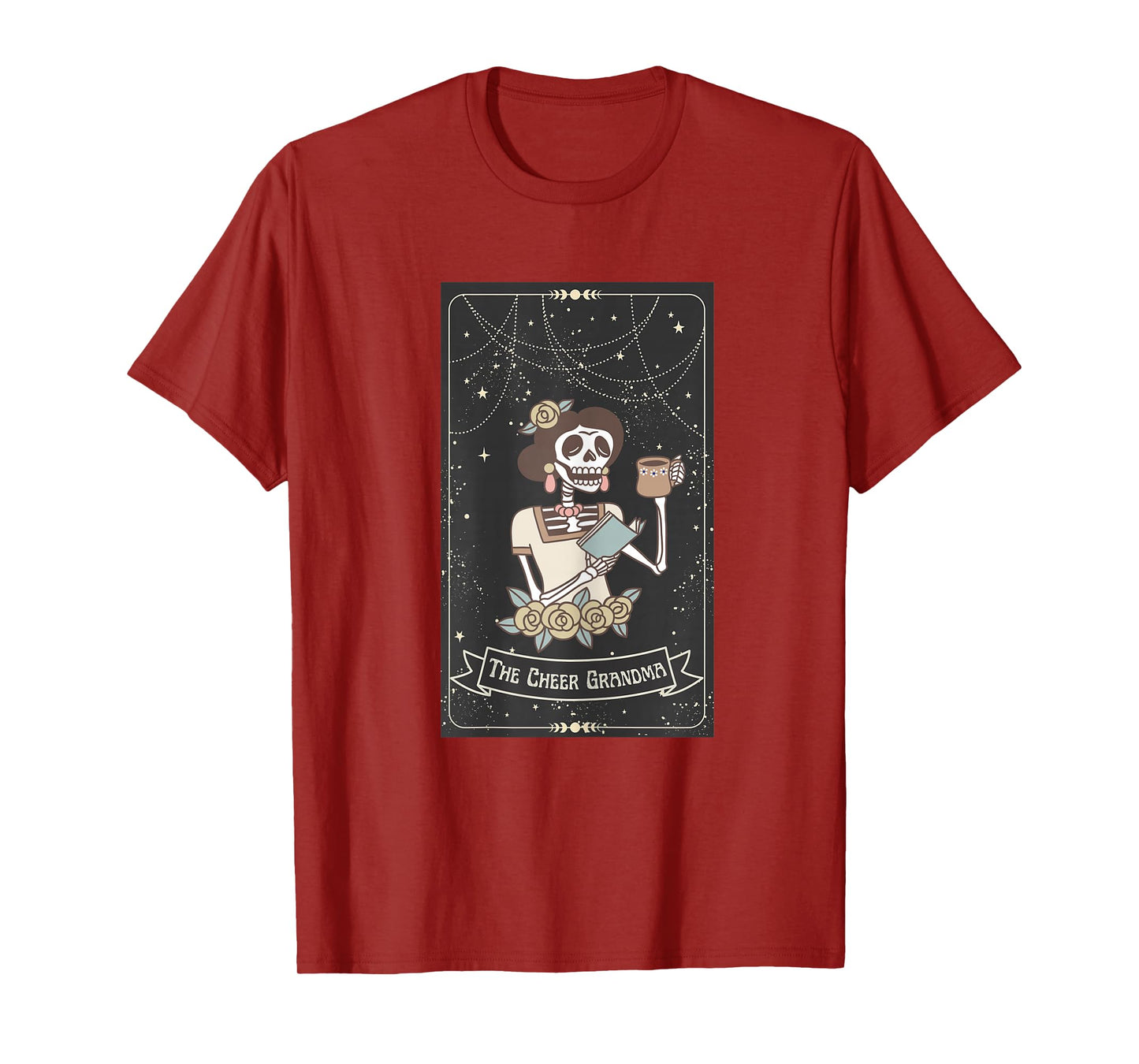 Cheer Grandma Tarot Card Skeleton Cheerleading Grandma T-Shirt