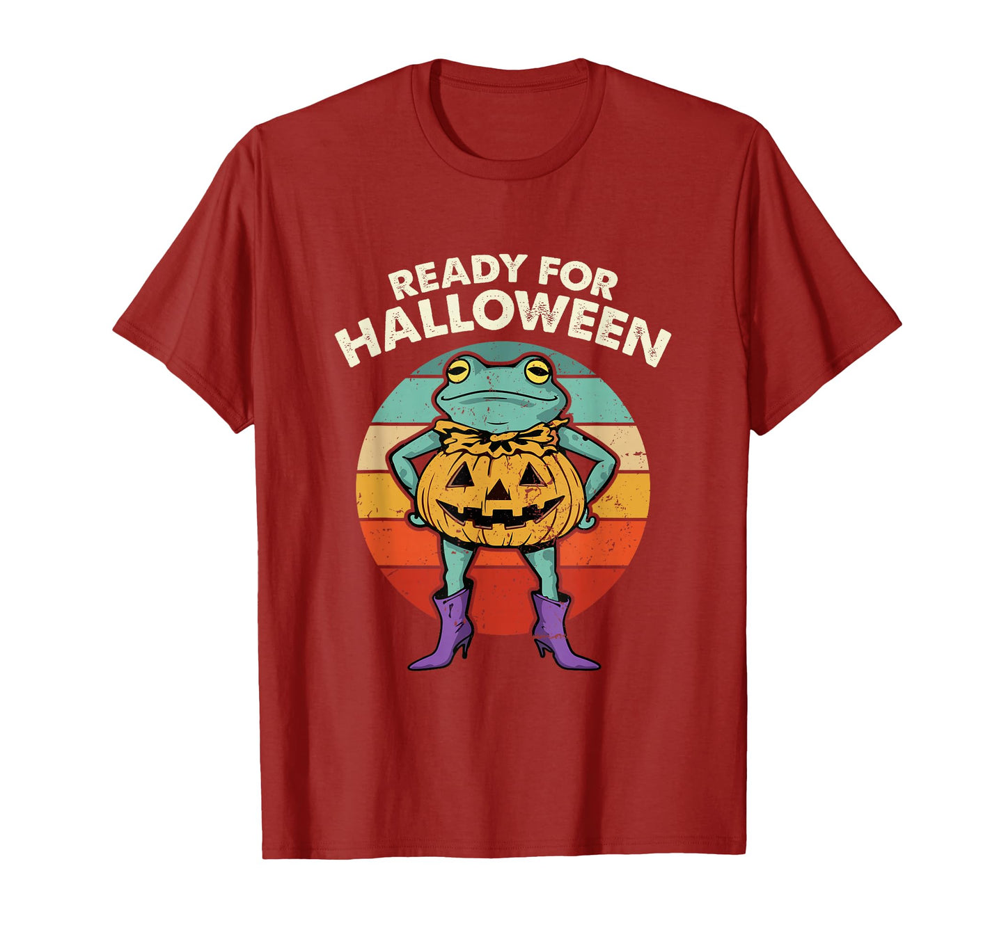 Funny Frog Pumpkin Costume Retro Halloween Spooky Party T-Shirt