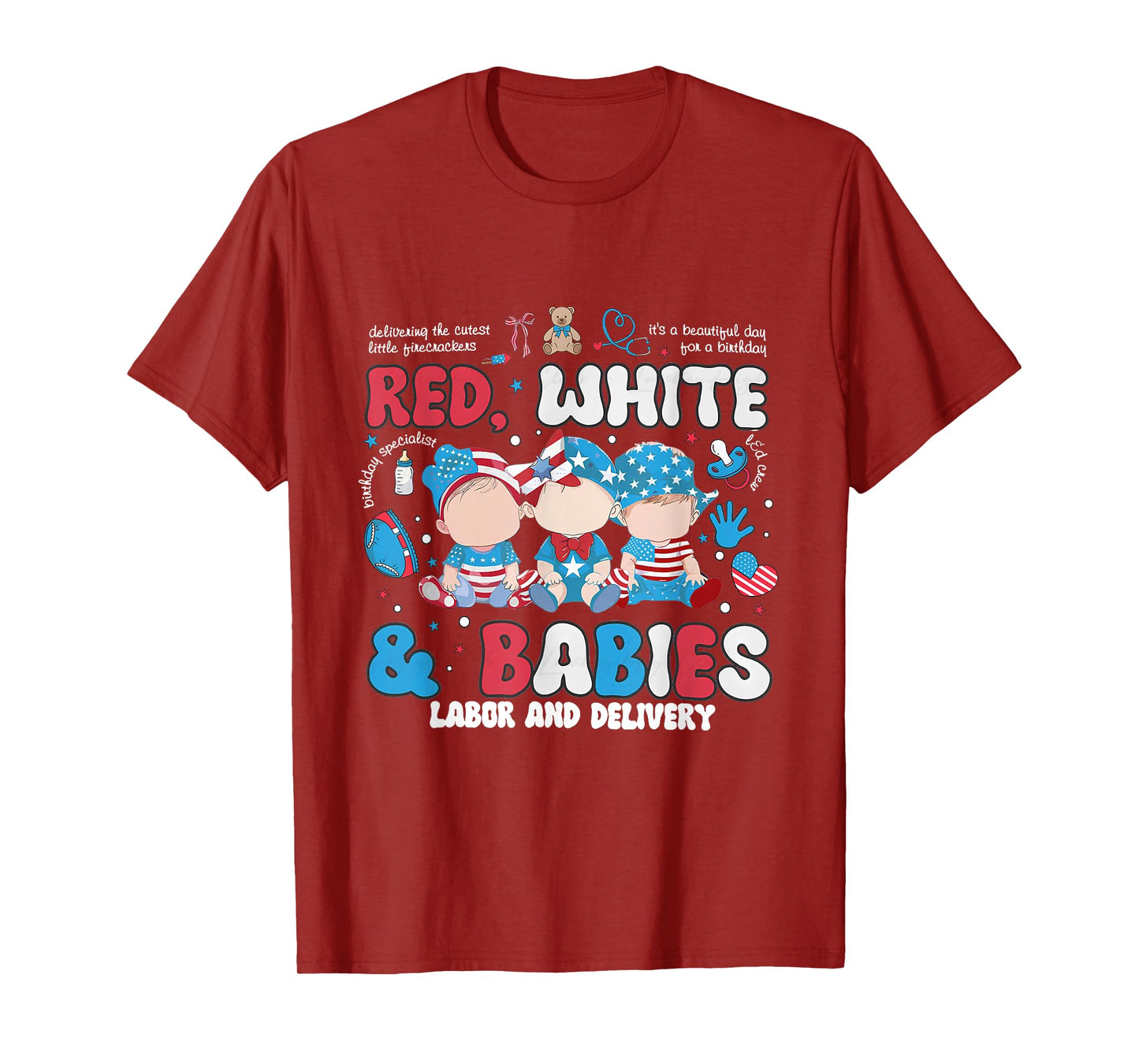4th of July Labor and Delivery Nurse Retro Independence Day T-Shirt