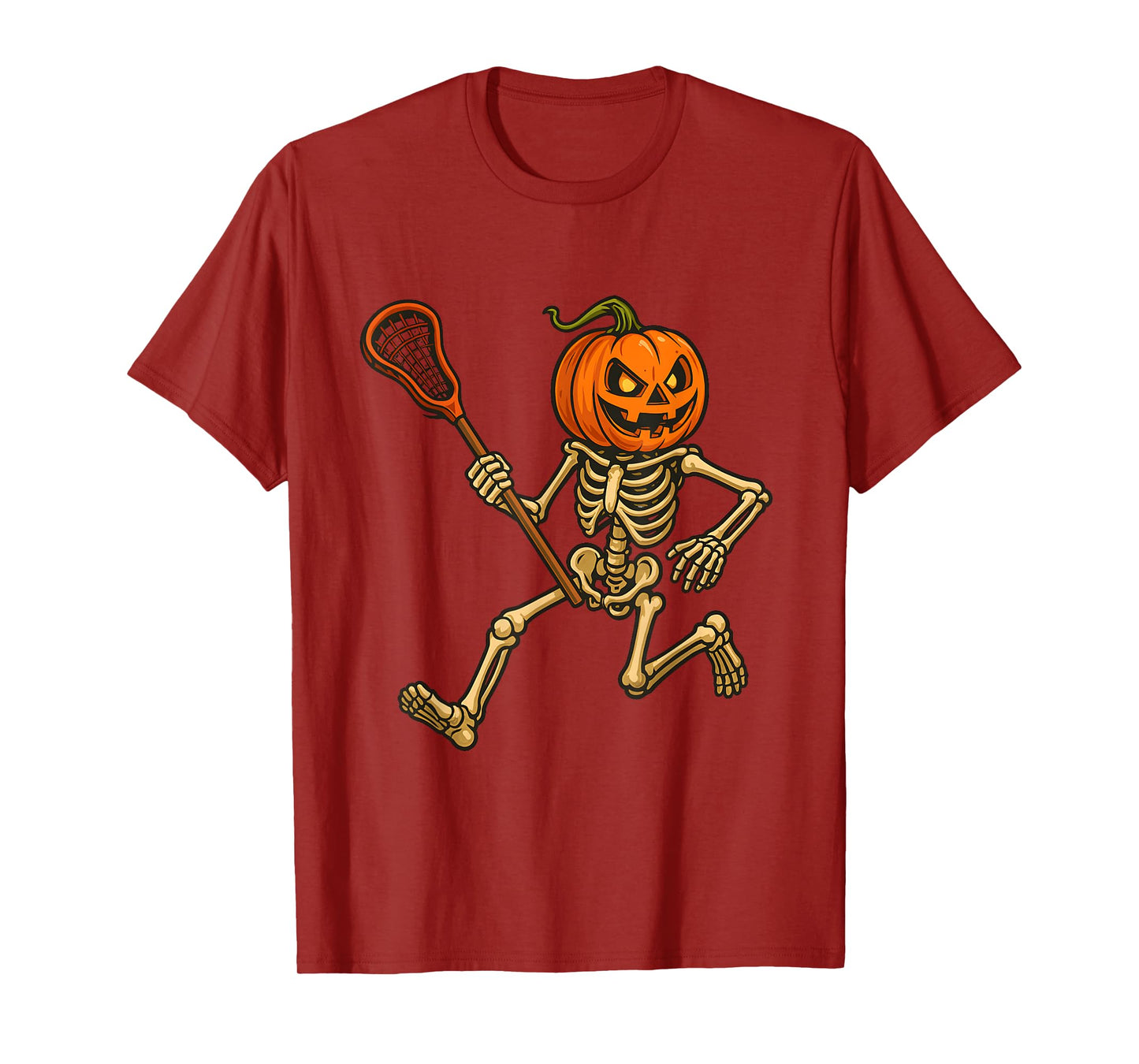 Funny Halloween Skeleton Spooky Running with Pumpkin Head T-Shirt