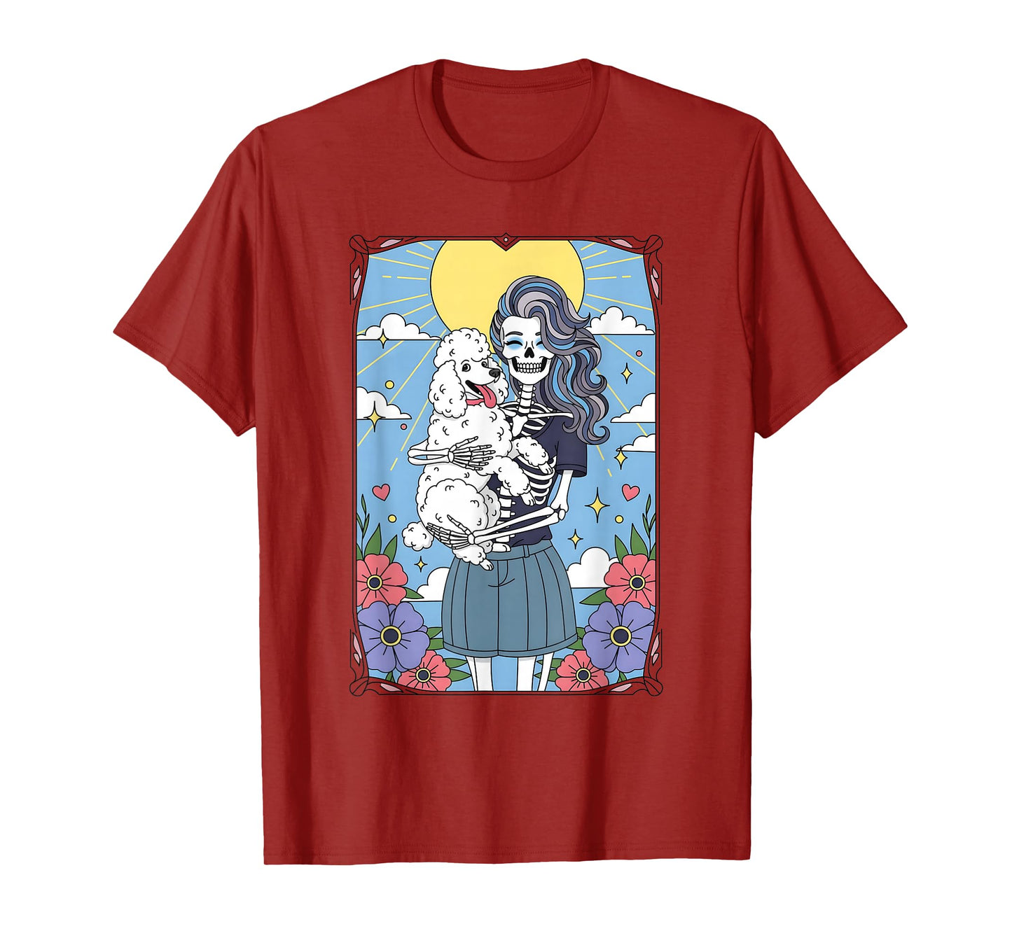 Poodle Dog Tarot Card Halloween Costume Skeleton T-Shirt