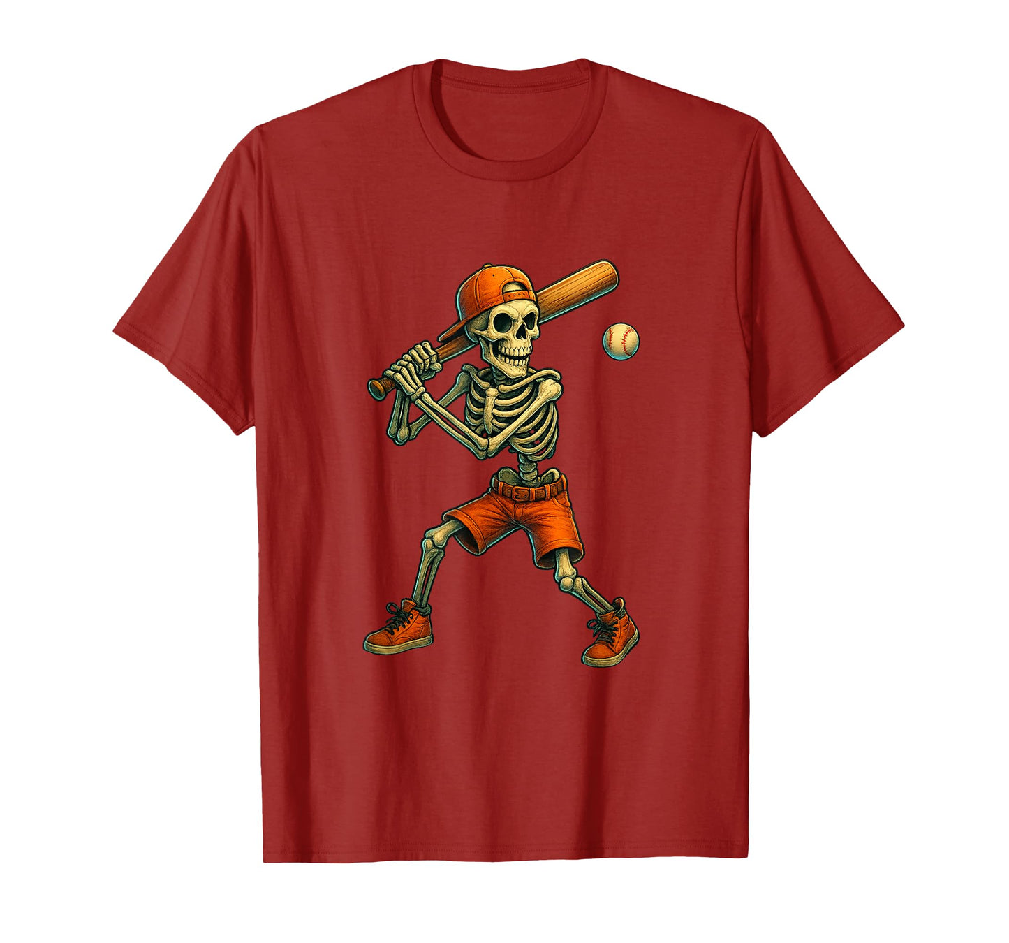 Funny Skeleton Baseball Halloween Costume Men Boys Kids T-Shirt